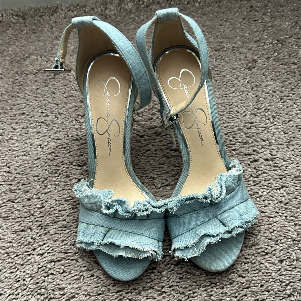 Jessica Simpson Denim Ruffle Heels